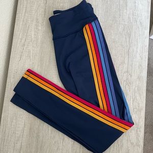 Navy Colored (Yellow, Orange, Red, Blue) Striped Leggings